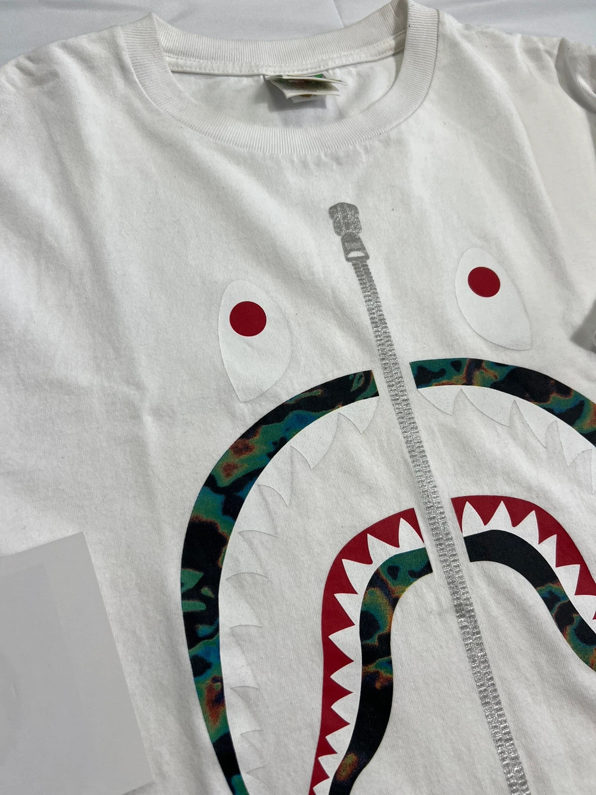 A Bathing Ape Bape Shark Camo / White Tshirt