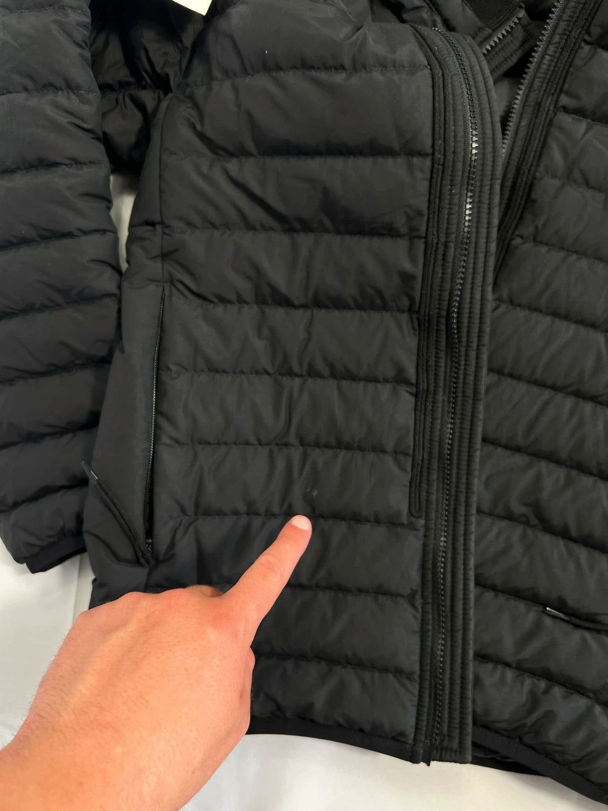 Stone Island O-Cotton R-Nylon Tela Puffer Jacket Black Mens