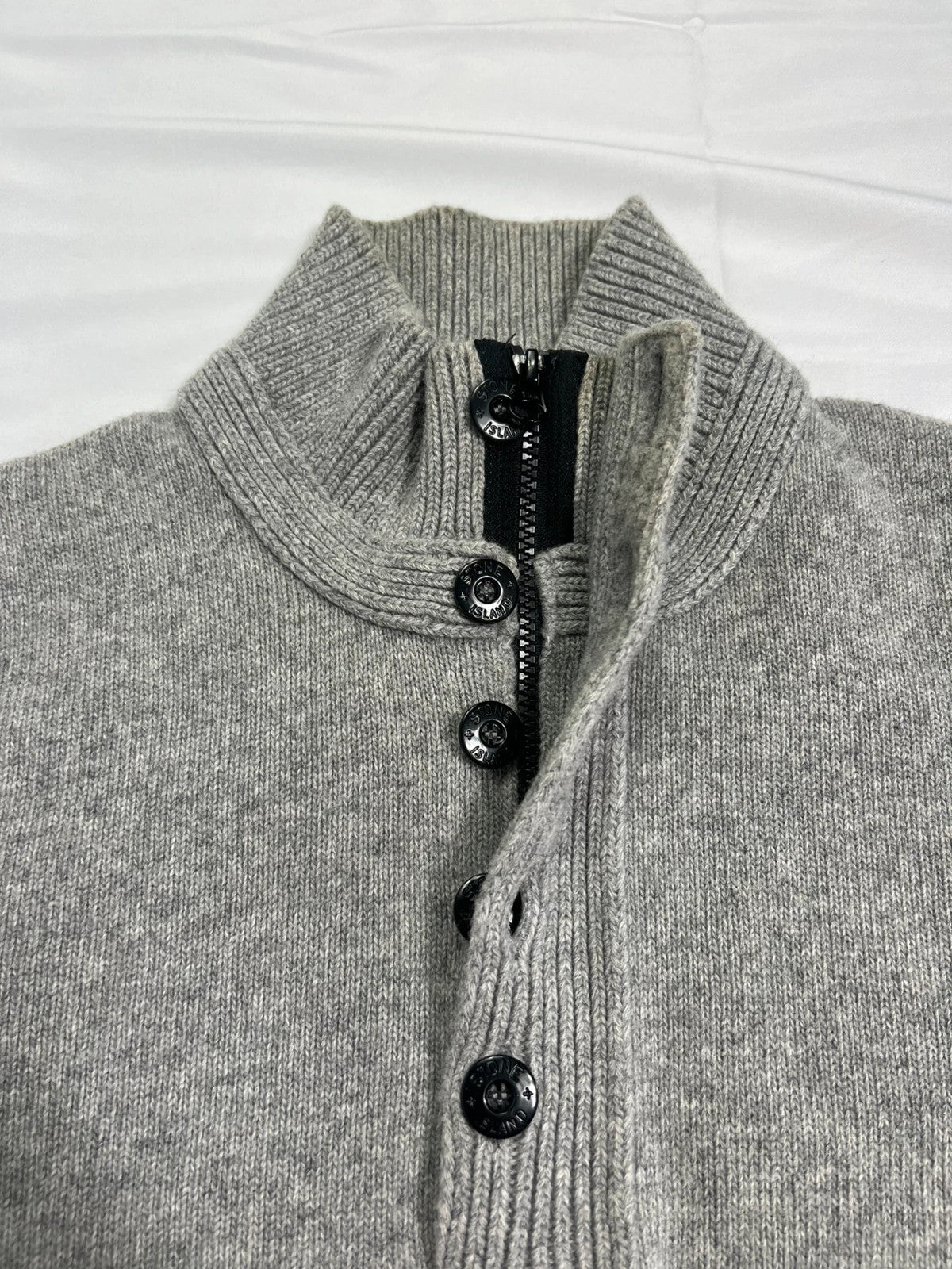 Stone Island 1/4 Zip Quarter Zip Wool Grey