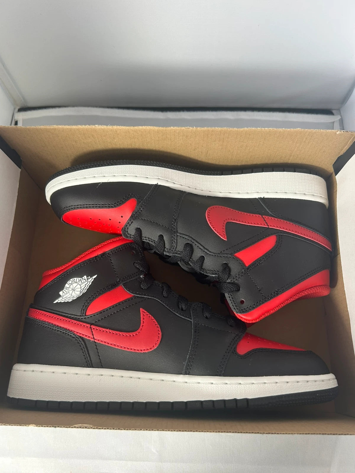 Nike Jordan 1 Mid GS Gym Red/Black UK6