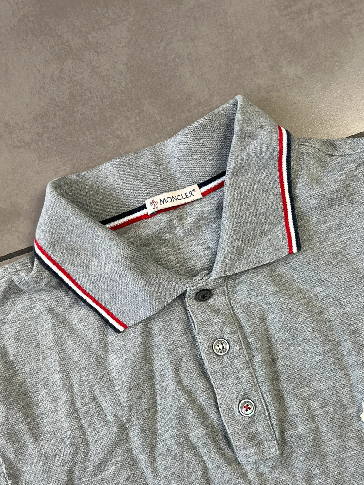 Moncler Pique Maglia Polo Shirt Grey
