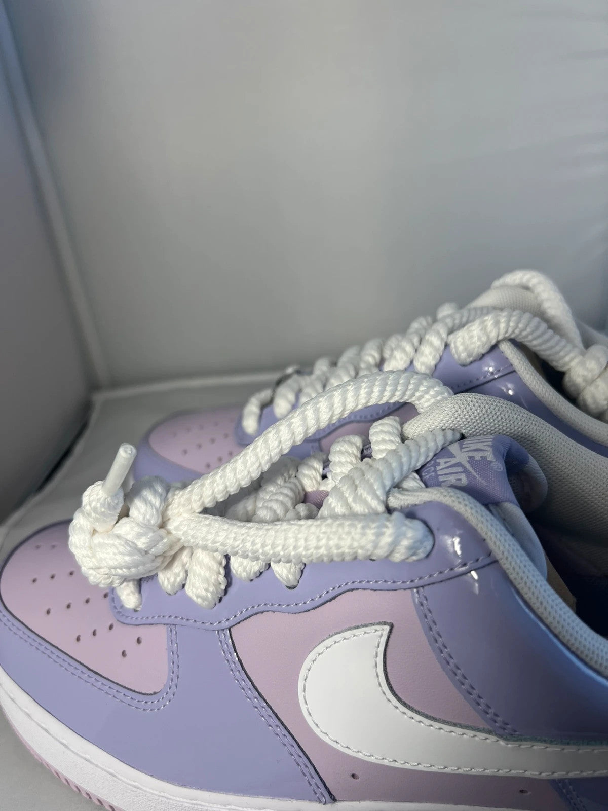 Nike Air Force 1 07/ Patent Leather Purple Rope Laced
