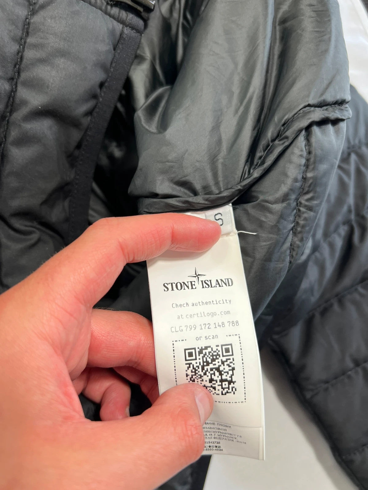 Stone Island O-Cotton R-Nylon Tela Puffer Jacket Black Mens