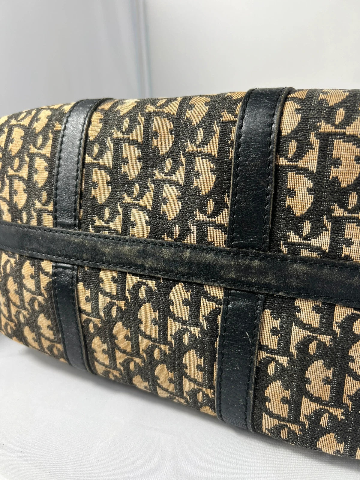 Christian Dior Trotter Oblique Canvas Boston Bag Black Unisex