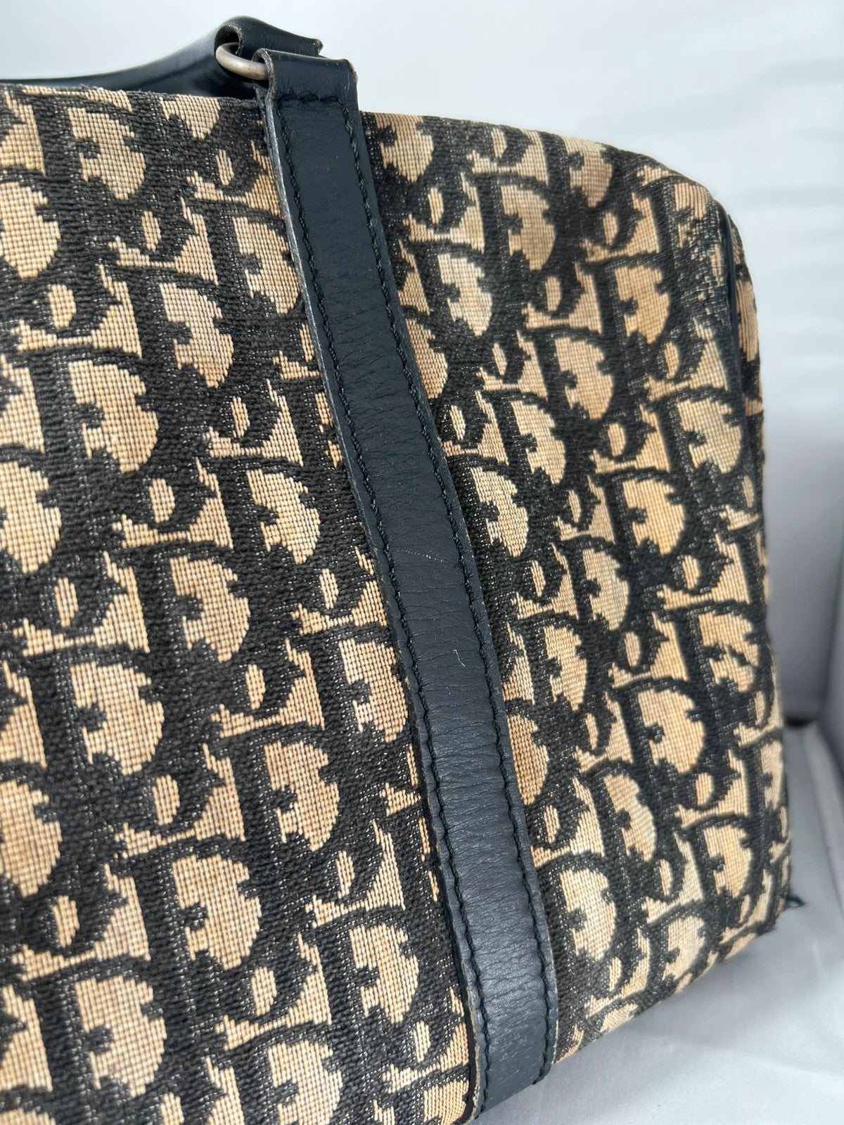 Christian Dior Trotter Oblique Canvas Boston Bag Black Unisex