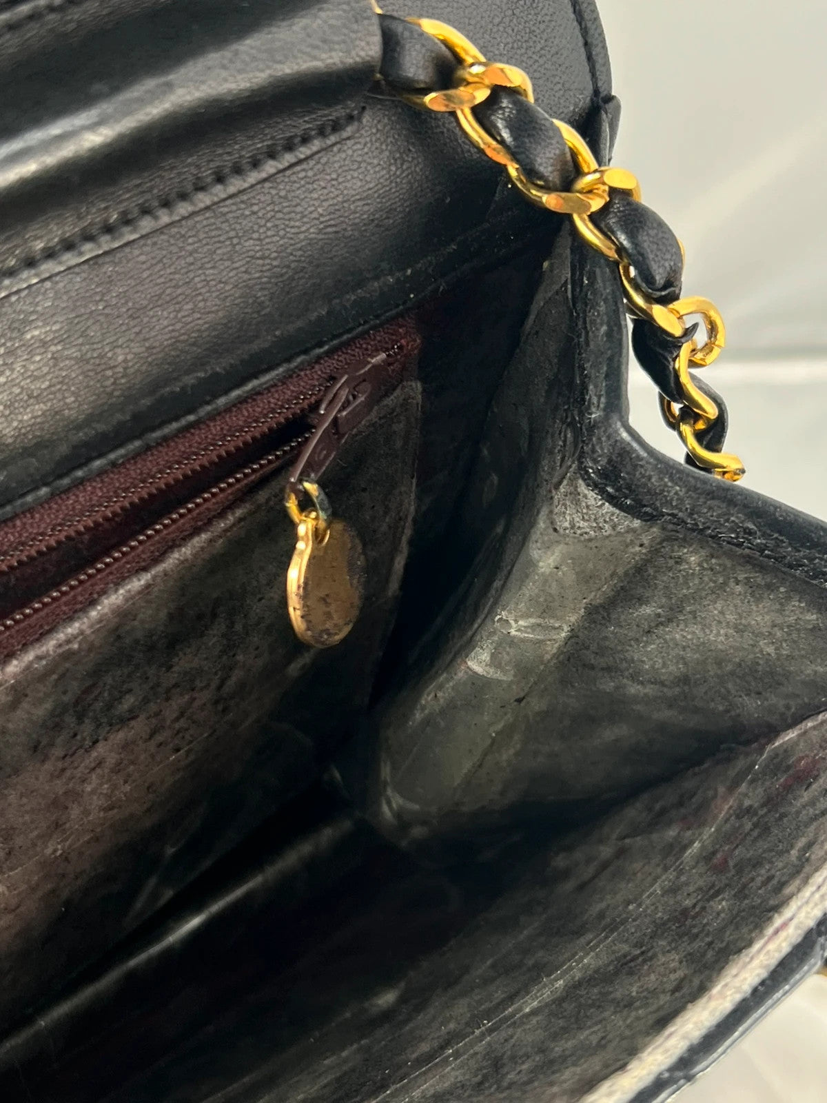 Chanel Matelasse Classic Single Flap Chain Shoulder Bag Lamb Skin Black Gold CC 1990s