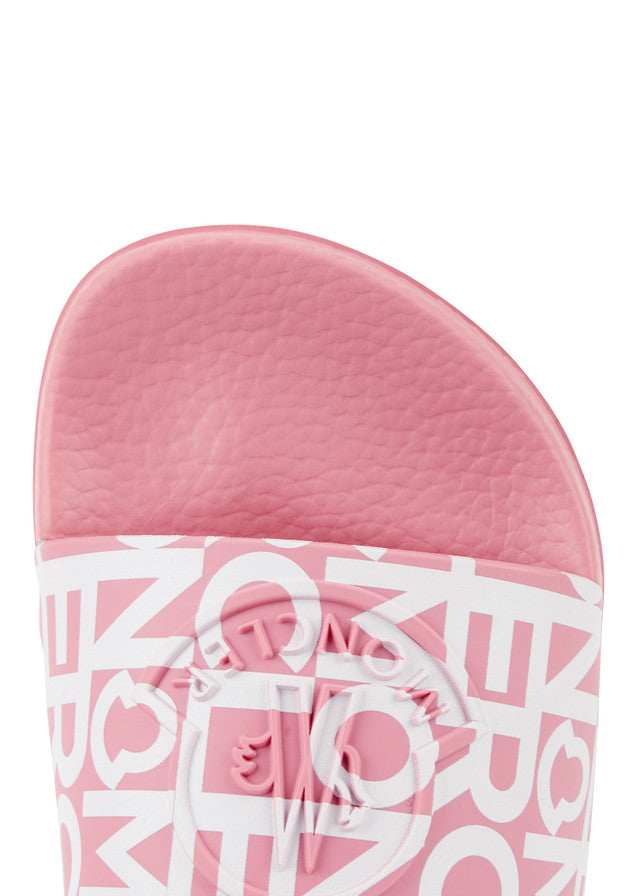 Moncler Baby Pink Jeanne Logo Rubber Sliders Women